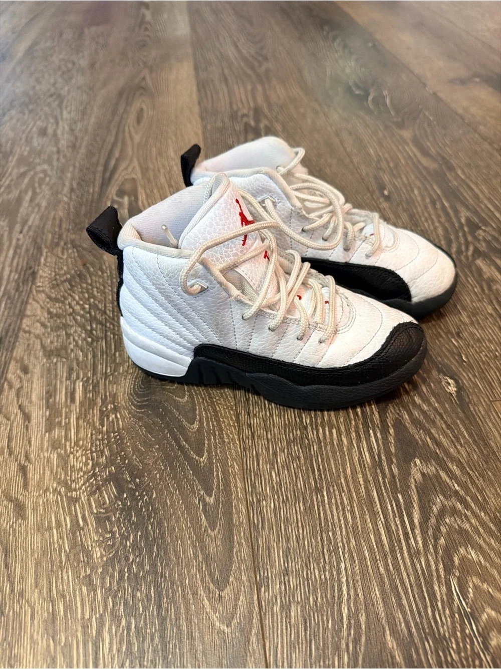 Jordan Kids White and Black High-Top Sneakers with Red Jumpman